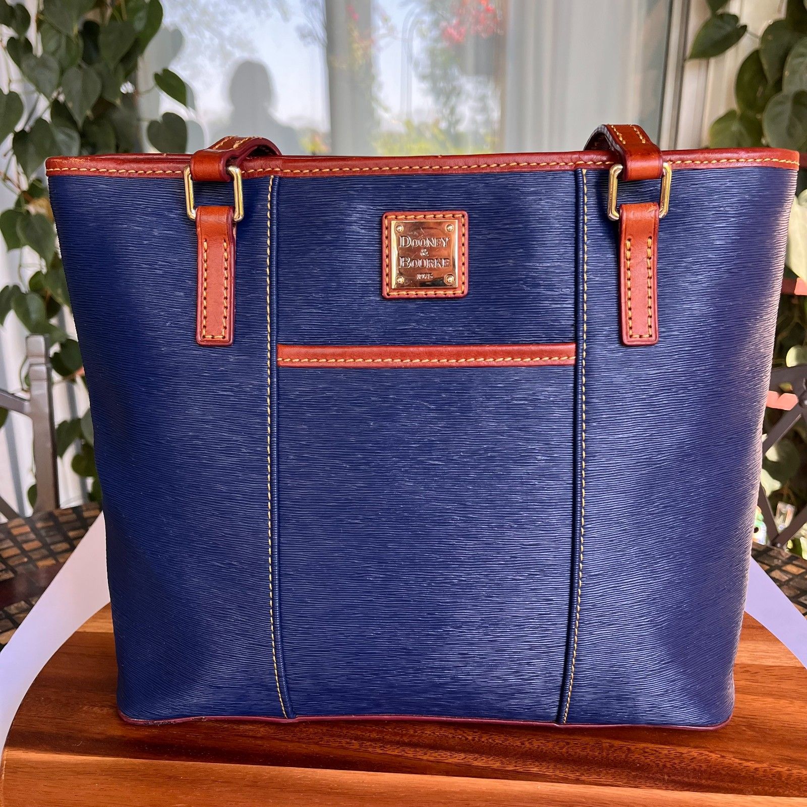 Dooney & Bourke Blue Lexington Shopper Tote Euc